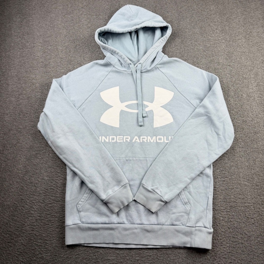 Under Armour Hoodie Womens Small Blue Rival Fleece Logo Pullover Sweatshirt